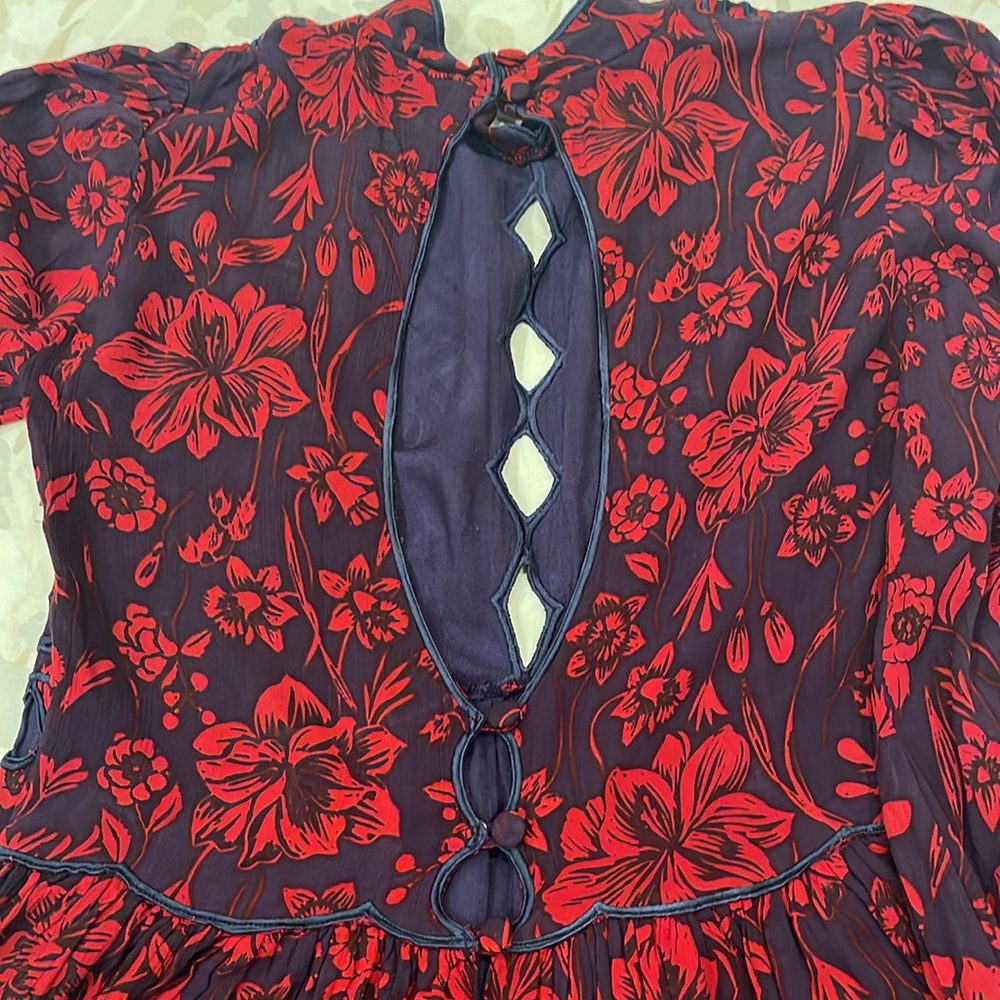 Gorgeous Free People Floral Print Dress With Cutwork Embroidery - Picture 9 of 11